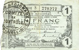 FRENCH EMERGENCY NOTES 1 franc Fourmies (59). Bon Régional des Départ. du Nord, Aisne & Oise. Billet. 12.12.1917, série 3 -