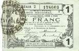 FRENCH EMERGENCY NOTES 1 franc Fourmies (59). Bon Régional des Départ. du Nord, Aisne & Oise. Billet. 12.12.1917, série 2 -