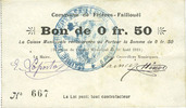FRENCH EMERGENCY NOTES 0,50 franc Frières-Faillouël (02). Commune. Billet. -
