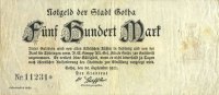GERMANY - EMERGENCY NOTES (1914-1923) A - J 500 mark Gotha. Stadt. Billet. -