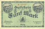 GERMANY - EMERGENCY NOTES (1914-1923) A - J 5 mark Greiz. Stadt. Billet. -