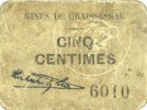 FRENCH EMERGENCY NOTES 5 centimes Graissessac (34). Mines. Billet. -