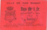 FRENCH EMERGENCY NOTES 1 franc Ham (80). Ville. Billet. -