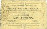 FRENCH EMERGENCY NOTES 1 franc Iwuy (59). Commune. Billet. -