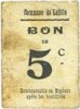 FRENCH EMERGENCY NOTES 5 centimes Lafitte (47). Commune. Billet. -