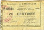 FRENCH EMERGENCY NOTES 25 centimes Leschelles (02). Commune. Billet. 15.8.1915, série A -
