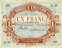 FRENCH EMERGENCY NOTES 1 franc Lille (59). Banque d'Emission. Billet. 30.12.1914, série Q -