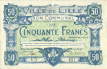 FRENCH EMERGENCY NOTES 50 francs Lille (59). Ville. Billet. 28.11.1916, série Y -