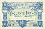 FRENCH EMERGENCY NOTES 50 francs Lille (59). Ville. Billet. 11.4.1917, série M -