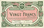 FRENCH EMERGENCY NOTES 20 francs Lille (59). Ville. Billet. -