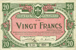 FRENCH EMERGENCY NOTES 20 francs Lille (59). Ville. Billet. 13.7.1917, série T -