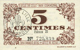 FRENCH EMERGENCY NOTES Lille (59). Ville. Billet. 5 cmes 31.10.1917, série B -