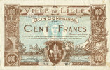 FRENCH EMERGENCY NOTES 100 francs Lille (59). Ville. Billet. 11.4.1917, série A -