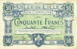 FRENCH EMERGENCY NOTES 50 francs Lille (59). Ville. Billet. 13.7.1917, série E -