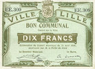 FRENCH EMERGENCY NOTES 10 francs Lille (59). Ville. Billet. 31.8.1914, série EE -