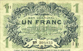 FRENCH EMERGENCY NOTES 1 franc Lille (59). Ville. Billet. 15.12.1917, série I -