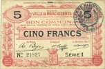 FRENCH EMERGENCY NOTES 5 francs Marchiennes (59). Ville. Billet. 24.10.1915, série 1 -