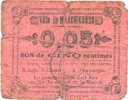 FRENCH EMERGENCY NOTES 5 centimes Marchiennes (59). Ville. Billet. . Carton rose -