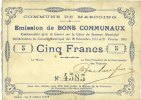 FRENCH EMERGENCY NOTES 5 francs Marcoing (59). Commune. Billet. et 21.2.1915 -