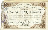 FRENCH EMERGENCY NOTES 5 francs Maubeuge & Solre-le-Château (59). Syndicat des Communes. Billet. -