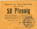 FRENCH EMERGENCY NOTES 50 pfennig Kaysersberg (68). Ville. Billet. 17 août 1917, annulation par cachet ENTWERTET -