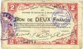 FRENCH EMERGENCY NOTES 2 francs Maubeuge & Solre-le-Château (59). Syndicat des Communes. Billet. -