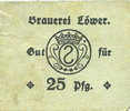 GERMANY - EMERGENCY NOTES (1914-1923) A - J 25pf Hassloch. Löwer Joh.. Brauerei und Weinkellerei. Billet. cachet et signature manuscrite au do -