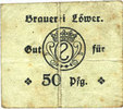 GERMANY - EMERGENCY NOTES (1914-1923) A - J 50pf Hassloch. Löwer Joh.. Brauerei und Weinkellerei. Billet. cachet et signature manuscrite au do -