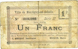 FRENCH EMERGENCY NOTES 1 franc Montigny-en-Gohelle (62). Ville. Billet. 9.11.1914, n° planche 20.475, série SI -