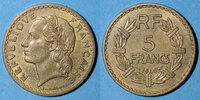 FRENCH MODERN COINS 5 francs Gouvernement provisoire (1944-1947). Lavrillier bronze d'aluminium -