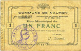 FRENCH EMERGENCY NOTES 2 francs Nauroy (02). Commune. Billet. -