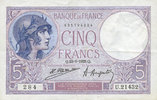NOTES OF THE BANQUE DE FRANCE 5 francs Banque de France. Billet. violet, -