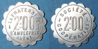 FRENCH EMERGENCY COINS 2 francs Amplepuis (69). La Fraternité - Société Coopérative. -