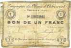 FRENCH EMERGENCY NOTES 1 franc Oignies (62). Compagnie des Mines d'Ostricourt. Billet. -