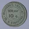 FRENCH EMERGENCY NOTES 10 centimes Paris (75). Boucherie L. Loeuillot (23 rue Rambuteau). Billet. Bon pour -