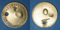 FRENCH EMERGENCY COINS Lyon (69). Société des Travailleurs Unis. sans valeur, troué, O contremarqué au revers -