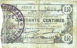FRENCH EMERGENCY NOTES Fourmies (59). Bon Régional des Départ. du Nord, Aisne & Oise. Billet. 50 cmes 8.5.1916, série 3 -