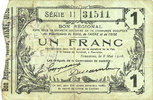 FRENCH EMERGENCY NOTES 1 franc Fourmies (59). Bon Régional des Départ. du Nord, Aisne & Oise. Billet. 8.5.1916, série 11 -