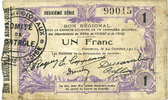FRENCH EMERGENCY NOTES 1 franc Fourmies (59). Bon Régional Nord, Aisne et Oise. Billet. 24.10.1915, 2e série -