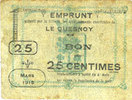 FRENCH EMERGENCY NOTES 25 centimes Le Quesnoy (59). Ville et Etablissements Charitables. Billet. mars 1915 -
