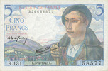 NOTES OF THE BANQUE DE FRANCE 5 francs Banque de France. Billet. berger, -