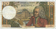 NOTES OF THE BANQUE DE FRANCE 10 francs Banque de France. Billet. Voltaire, -