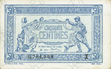 NOTES OF THE TREASURY (TRESOR) Trésorerie aux Armées. Billet. 50 cmes, 1919, série X -