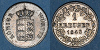 GERMANY before 1870 1 kreuzer Wurtemberg. Guillaume I (1816-1864). -