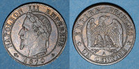 FRENCH MODERN COINS 1 centime 2e empire (1852-1870). tête laurée -