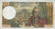 NOTES OF THE BANQUE DE FRANCE 10 francs Banque de France. Billet. Voltaire, -