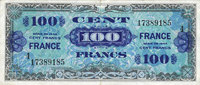 NOTES OF THE TREASURY (TRESOR) 100 francs Billet. France, type américain, 1945, série 4 -