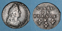 FRENCH ROYAL COINS Liard Louis XIV (1643-1715). de France au buste âgé, 3e type, &. Aix -