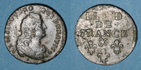 FRENCH ROYAL COINS Liard Louis XIV (1643-1715). de France au buste âgé, 3e type, &. Aix. Avec soleil -