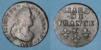 FRENCH ROYAL COINS Liard Louis XIV (1643-1715). de France au buste âgé, 3e type, &. Aix. Avec soleil -